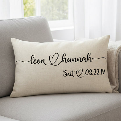 Geschenk für Paare - Namen & Seit Datum - Personalisiertes Kissen