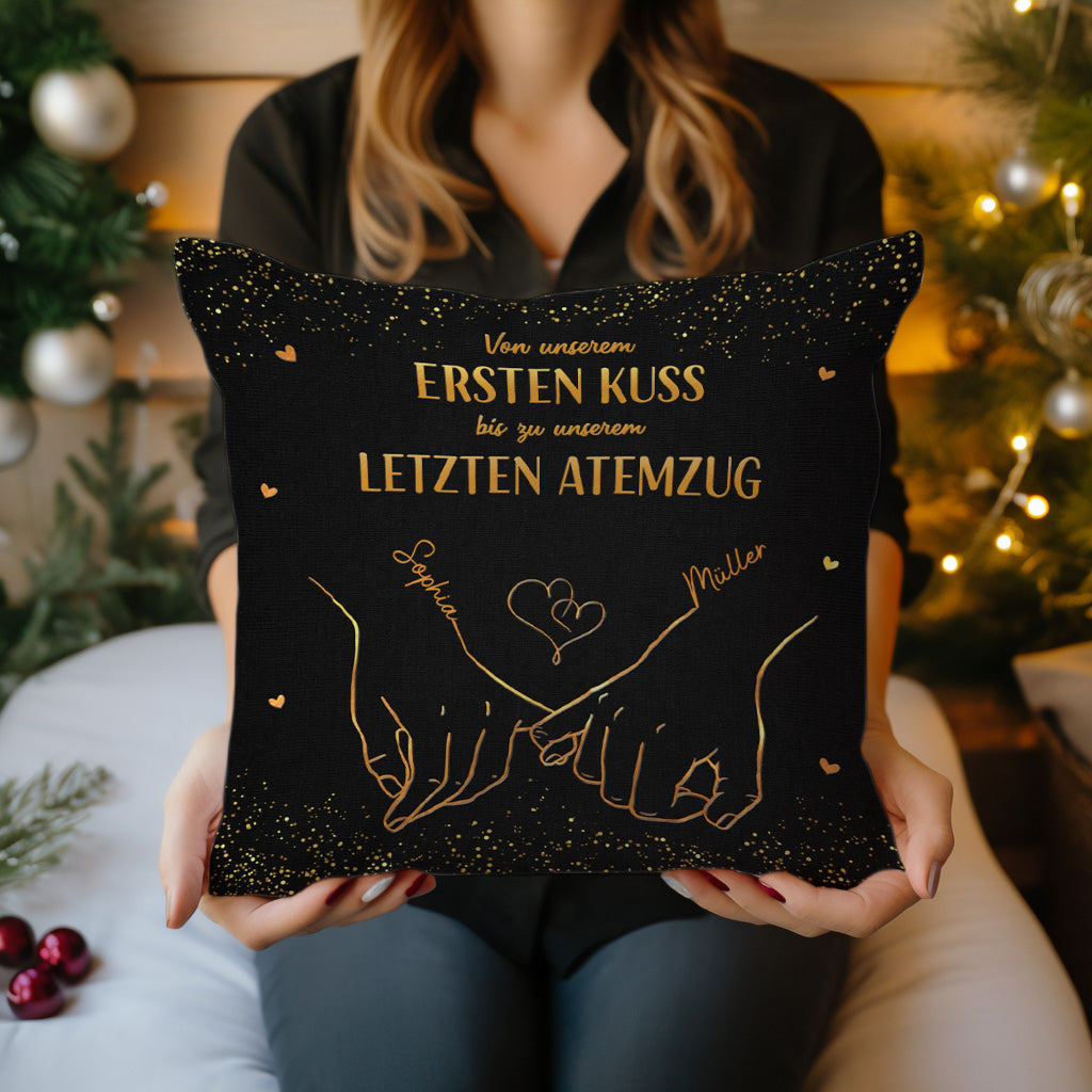 Geschenk für Paare - Bis zu unserem letzten Atemzug - Personalisiertes Kissen