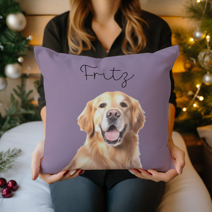 Geschenk für Tierbesitzer - Aquarell-Haustierportrait - Personalisiertes Kissen