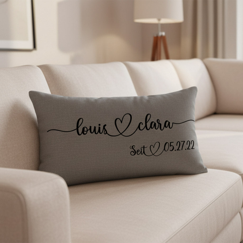 Geschenk für Paare - Namen & Seit Datum - Personalisiertes Kissen