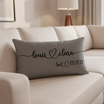 Geschenk für Paare - Namen & Seit Datum - Personalisiertes Kissen