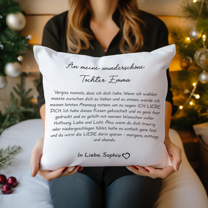 Geschenk für Tochter - Gefühlvoller Brief - Personalisiertes Kissen