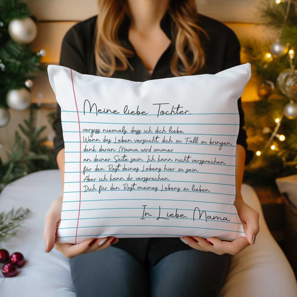Geschenk für Tochter – Eine herzliche Botschaft – Personalisiertes Kissen