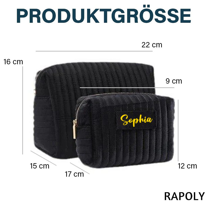 Geschenk für Frauen - Samt-Kosmetiktasche mit Namen - Personalisierte Reise-Kosmetiktasche