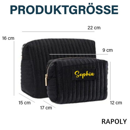 Geschenk für Frauen - Samt-Kosmetiktasche mit Namen - Personalisierte Reise-Kosmetiktasche