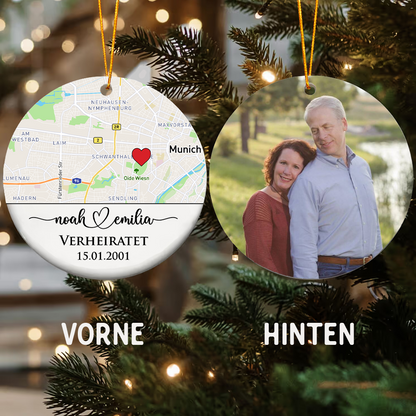 Geschenk für Paare - Kartenornament - Personalisiertes Weihnachtsornament