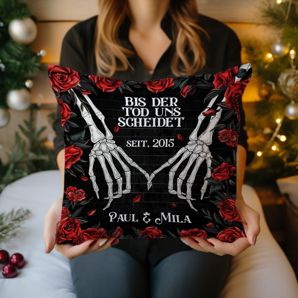 Geschenk für Paare - Bis der Tod uns scheidet - Personalisiertes Kissen