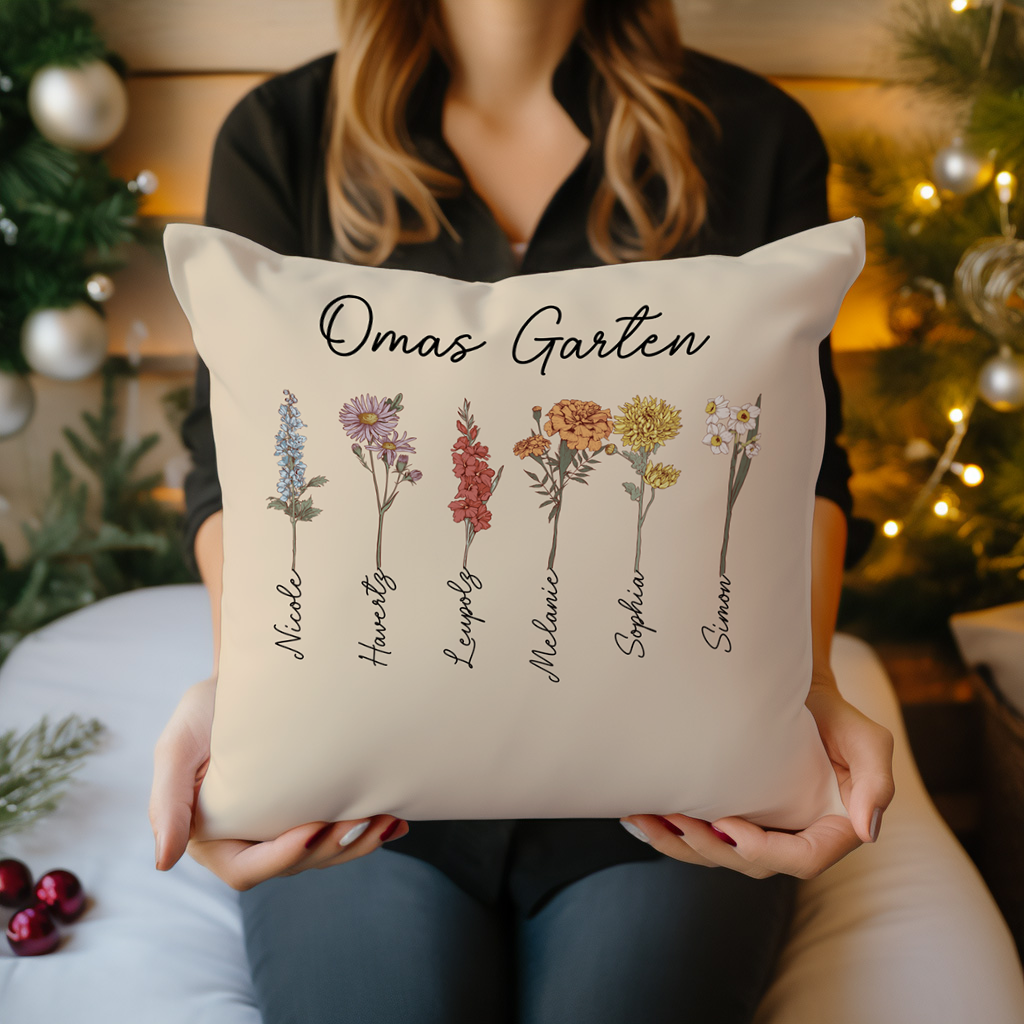 Geschenk für Oma – Omas Garten – Personalisiertes Kissen