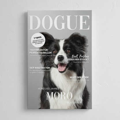 Geschenk für Hundeliebhaber - Hundemagazin "DOGUE" - Personalisierte Wandkunst