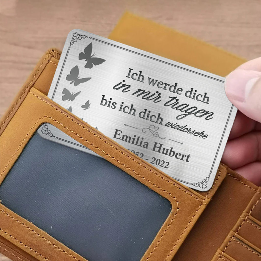 Personalisierte Foto-Geldbörse – Ich trage dich in meinem Herzen, bis ich dich wiedersehe – Personalisiertes Gedenk-Aluminiumkarte