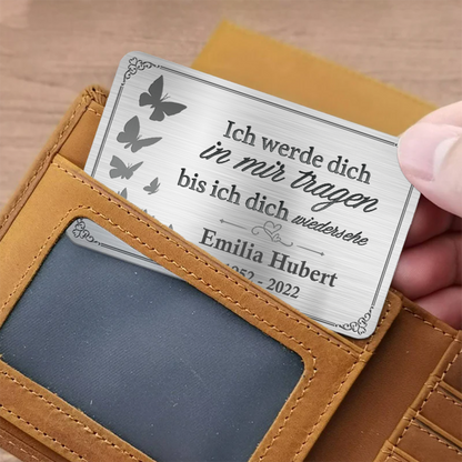Personalisierte Foto-Geldbörse – Ich trage dich in meinem Herzen, bis ich dich wiedersehe – Personalisiertes Gedenk-Aluminiumkarte