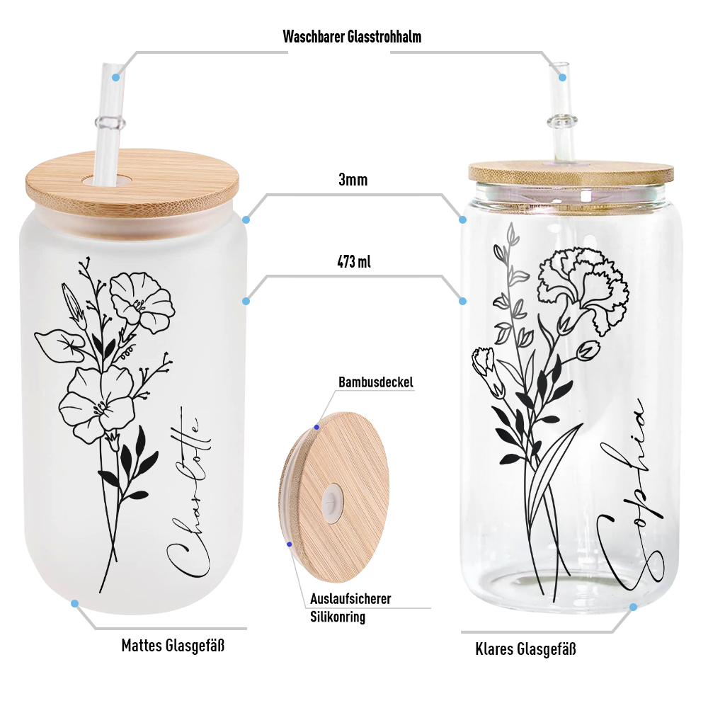 Geschenk für Frauen – Geburtsblume – Personalisierte Trinkbecher