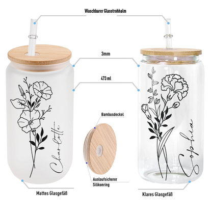 Geschenk für Frauen – Geburtsblume – Personalisierte Trinkbecher