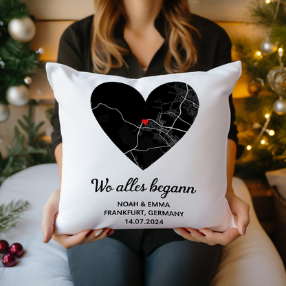 Geschenk für Paare - Herzkarte - Personalisiertes Kissen