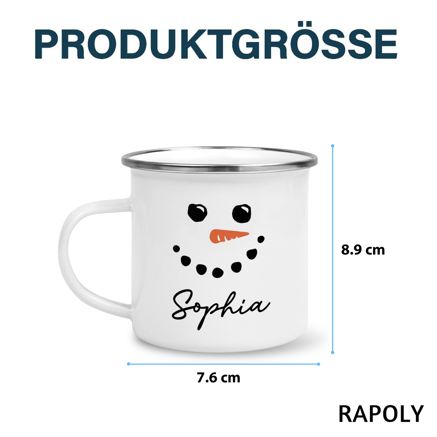 Geschenk für Kinder – Schneemann – Personalisierte Emaille-Tasse