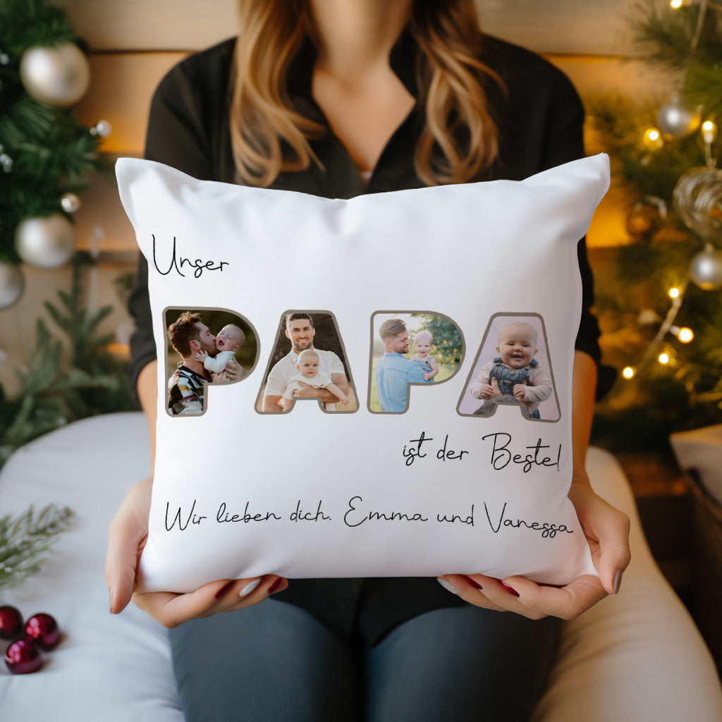 Geschenk für Papa - Papa ist der Beste - Personalisiertes Kissen