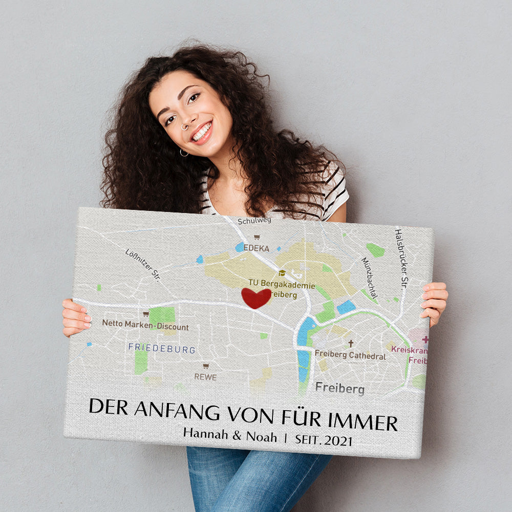Geschenk für Paare - Der Anfang Von Für Immer - Personalisierte Wandkunst