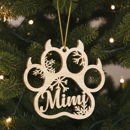 Geschenk für Tierliebhaber - Frohe Weihnachten mit Fellbabys (Hund, Katze & Engelsflügel) - Personalisiertes Pfoten-Holzornament