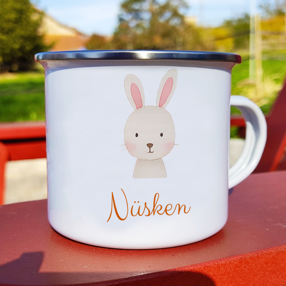Geschenk für Kinder - Lieblingstier - Personalisierte Emaille-Tasse