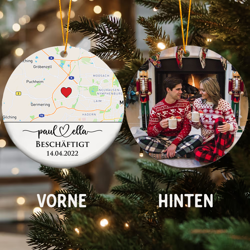 Geschenk für Paare - Kartenornament - Personalisiertes Weihnachtsornament