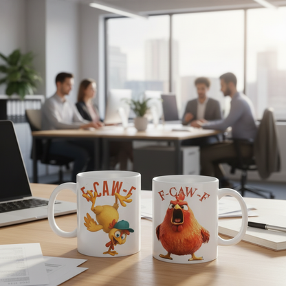 Lustige Tasse - Humorvolle Krähe F-Caw-F - Für Kollegen & Freunde - Personalisierte Tasse