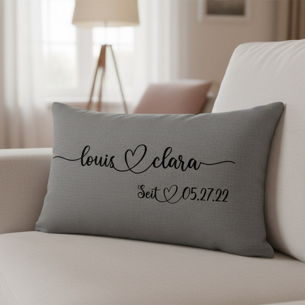 Geschenk für Paare - Namen & Seit Datum - Personalisiertes Kissen