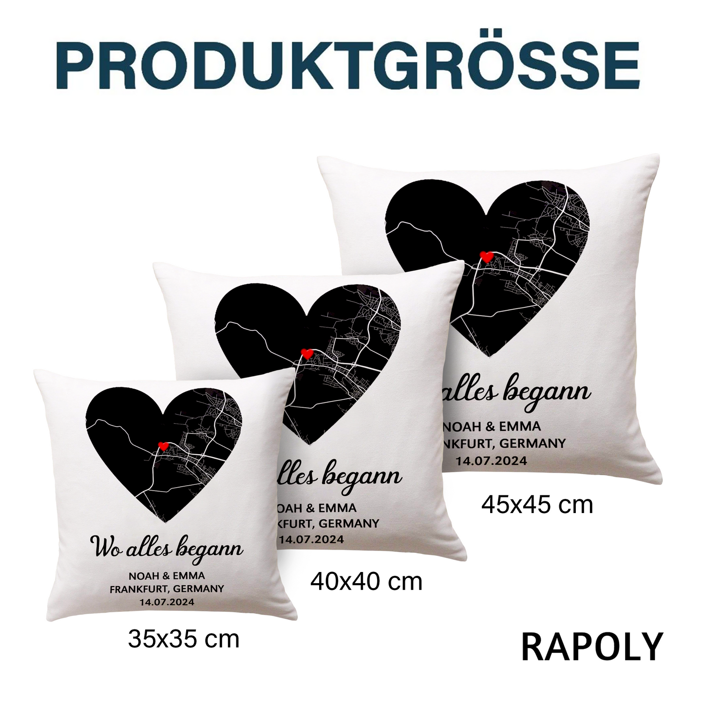 Geschenk für Paare - Herzkarte - Personalisiertes Kissen