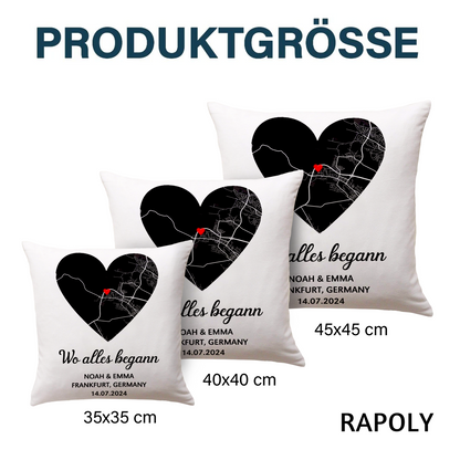 Geschenk für Paare - Herzkarte - Personalisiertes Kissen