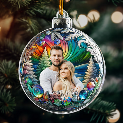 Geschenk für Familie - Individuelles Familienfoto in Christbaumkugel - Personalisierter Acryl-Fotoanhänger
