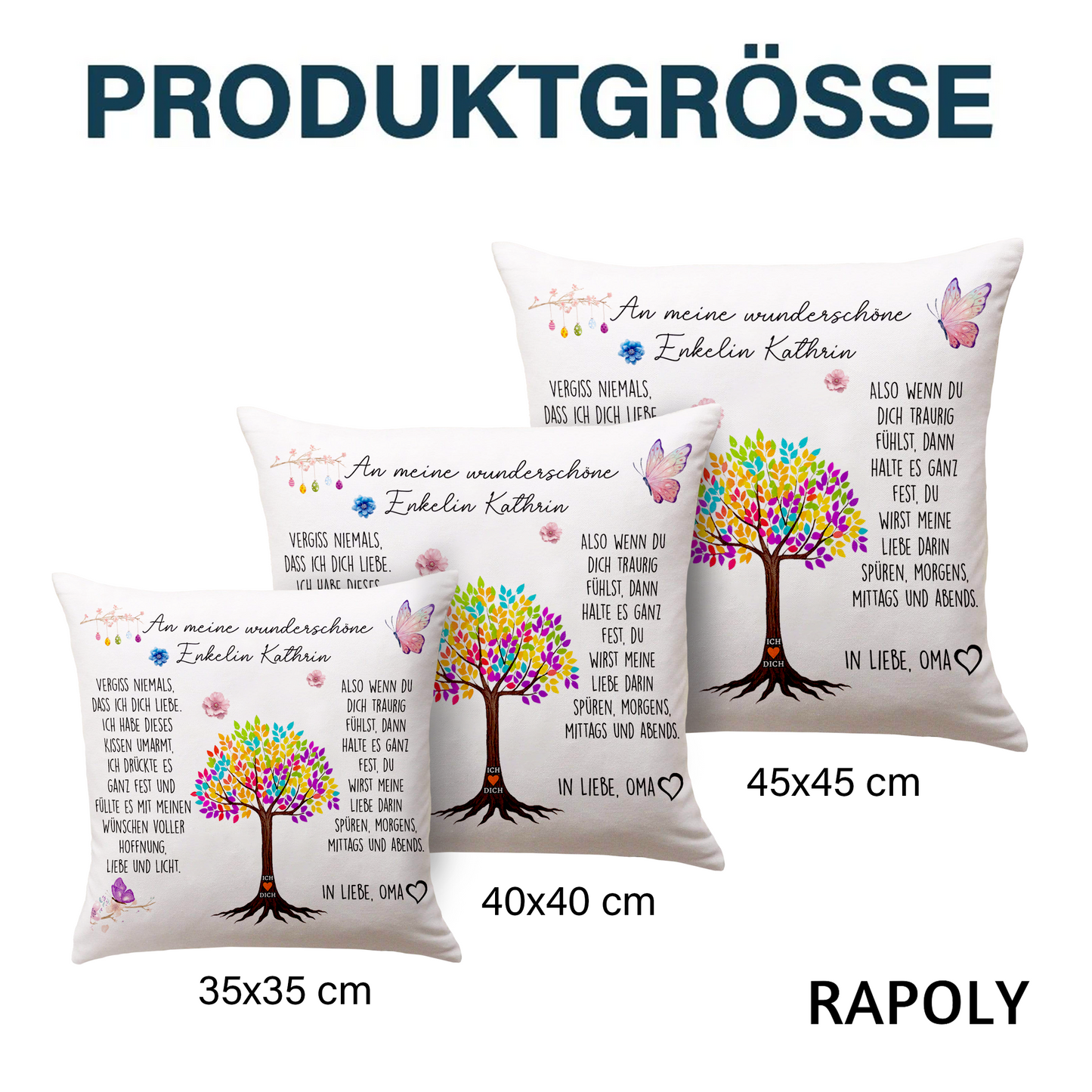 Geschenk für Enkelin - Umarmung von Oma - Personalisiertes Kissen