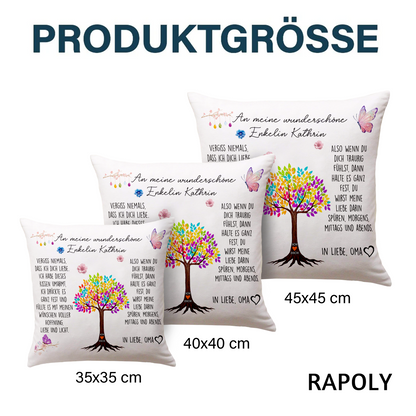 Geschenk für Enkelin - Umarmung von Oma - Personalisiertes Kissen