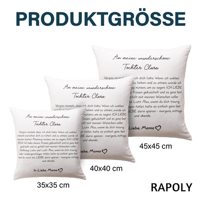 Geschenk für Tochter - Gefühlvoller Brief - Personalisiertes Kissen