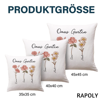 Geschenk für Oma – Omas Garten – Personalisiertes Kissen