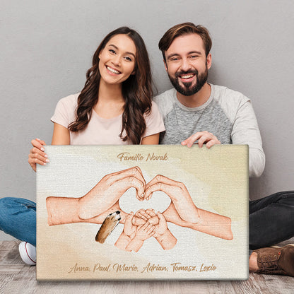 Familienglück - Geschenk für Familie und Haustierbesitzer - Personalisierte Wandkunst