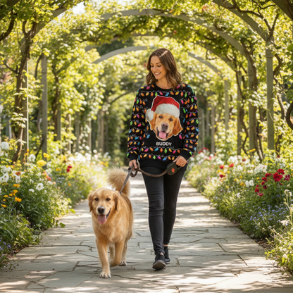Foto-Pullover “Du bist pfotenstark” mit Hund & Katze – Hässlicher Weihnachts-Pullover - Unisex Wollpulli - Weihnachtsgeschenk für Tierbesitzer, Tierliebhaber & Familienmitglieder