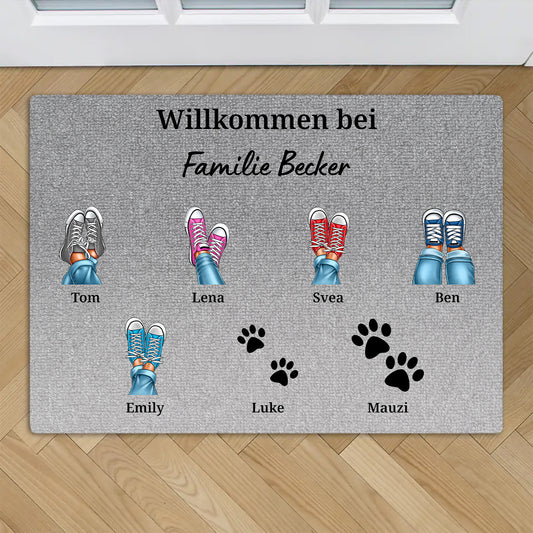 Eure Sneaker - Geschenk für Familie und Haustierbesitzer - Personalisierte Fußmatte