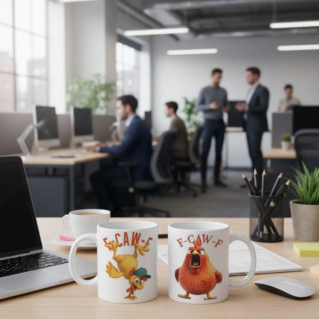 Lustige Tasse - Humorvolle Krähe F-Caw-F - Für Kollegen & Freunde - Personalisierte Tasse
