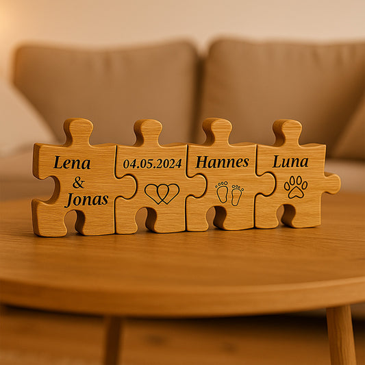 Geschenk für Familie – Familienpuzzle Personalisiert aus Eiche