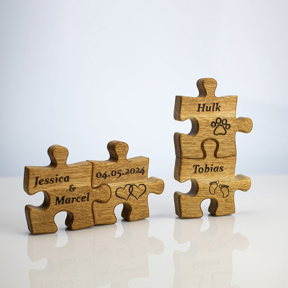 Geschenk für Familie – Familienpuzzle Personalisiert aus Eiche