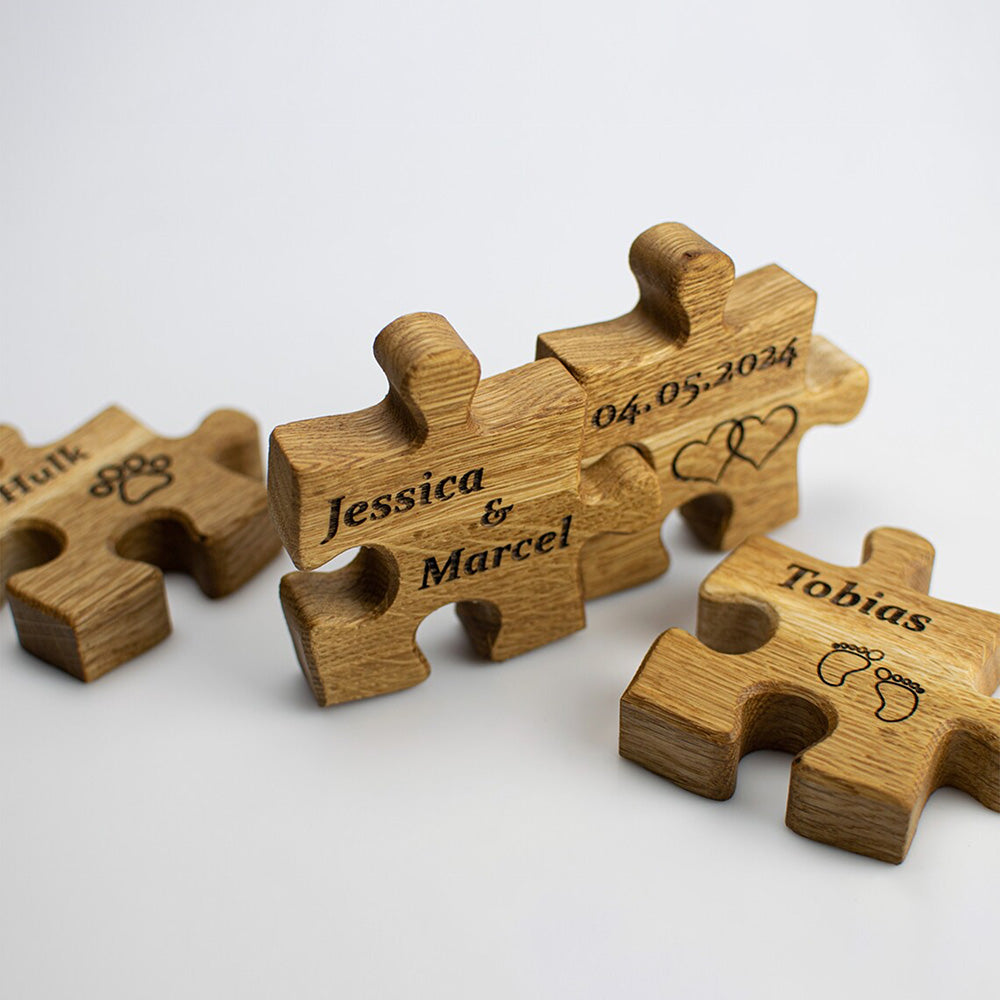 Geschenk für Familie – Familienpuzzle Personalisiert aus Eiche